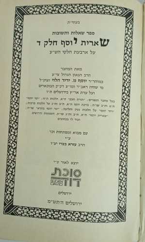 שארית יוסף חלק ד' ר' יוסף מ. ידיד הלוי