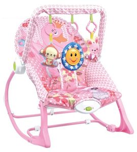 טרמפולינה לתינוק 2 ב 1 עד 18 ק"ג הופכת לכיסא נדנדה עם מנגנון רטט וקשת צעצועים - ברבור ורוד