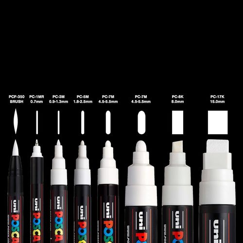 חדש! סט 8 טושי פוסקה לבנים במגוון גדלים  Posca  PC-MIX WHITE