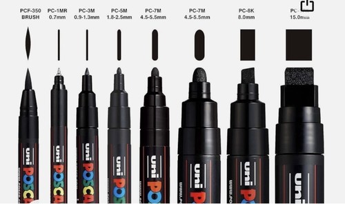 חדש! סט 8 טושי פוסקה שחורים במגוון גדלים  Posca  PC-MIX BLACK
