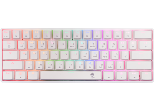 מקלדת גיימינג מיני מכאנית אלחוטית לבנה DRAGON MK61 MINI KEYBOARD WHITE 