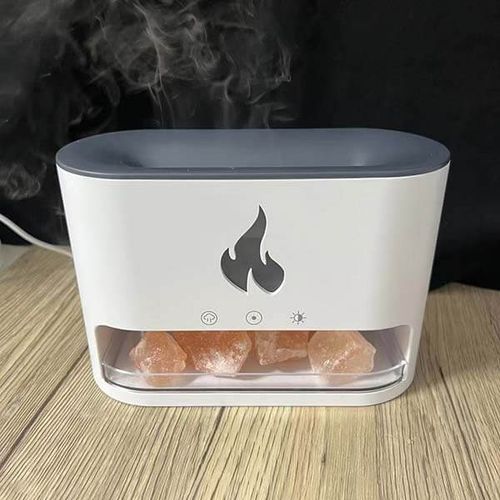 מפיץ ריח חשמלי דקורטיבי עם אפקט להבה - לבן
