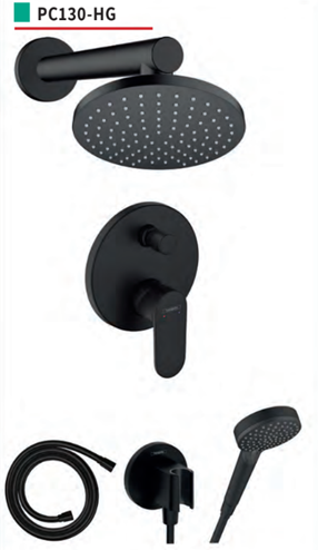 סט אינטרפוץ 4 דרך שחור HANSGROHE דגם PC130-HG