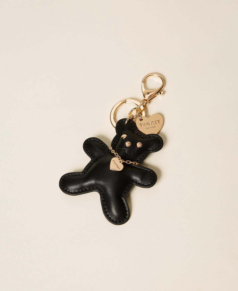 Teddy bear key ring charm with Oval T