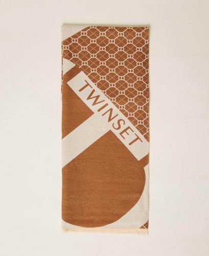 Jacquard wool cloth stole with logo