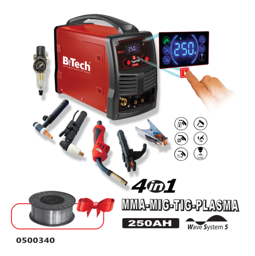 רתכת WAVE&5   Master 4 – 250AH  כולל מסכת ריתוך + סליל 3 קג פלוקס 