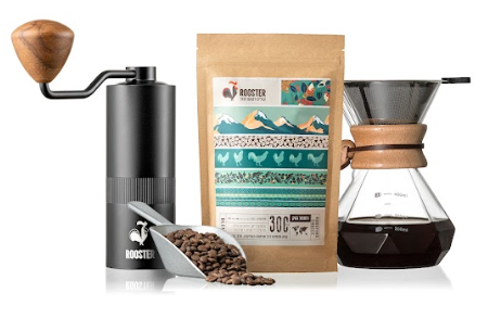 CHEMEX - קנקנן מזיגה ידני Pour Over + מטחנת קפה ידנית - SO 38 + תערובת הבית רוסטר הוק 