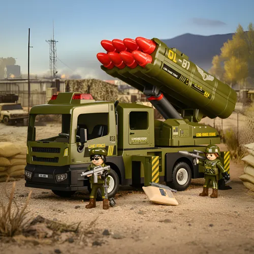 משאית צבאית עם משגר רב קני אורות וצלילים POWER PLANET