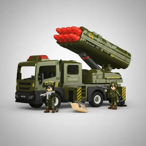 משאית צבאית עם משגר רב קני אורות וצלילים POWER PLANET