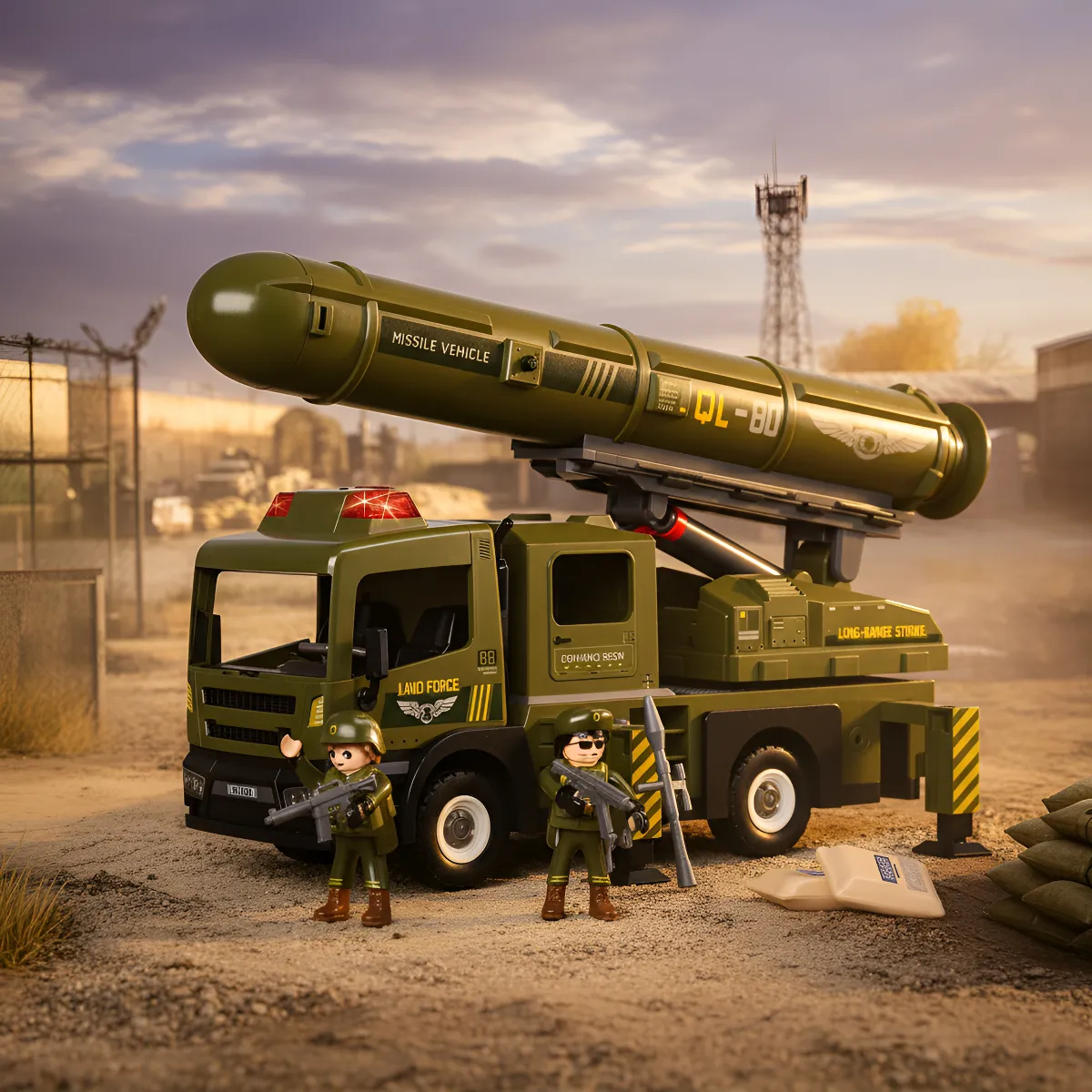 משאית צבאית עם משגר אורות וצלילים POWER PLANET