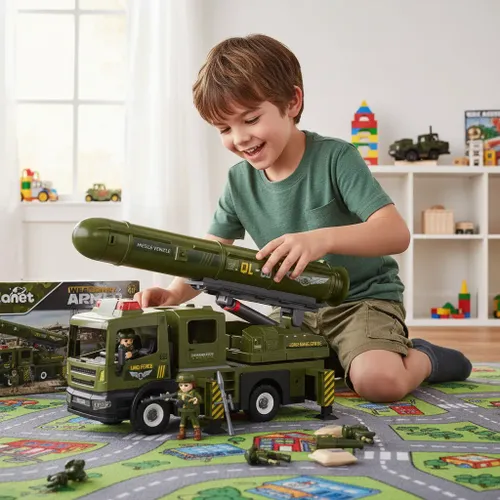 משאית צבאית עם משגר אורות וצלילים POWER PLANET