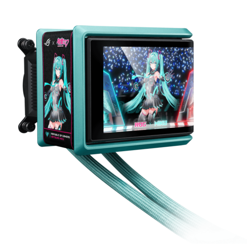 קירור מים ROG Ryuo IV 360 ARGB מהדורת Hatsune Miku עם מסך AMOLED ומאווררי ARGB.