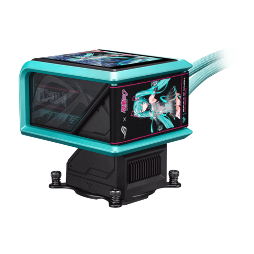 קירור מים ROG Ryuo IV 360 ARGB מהדורת Hatsune Miku עם מסך AMOLED ומאווררי ARGB.