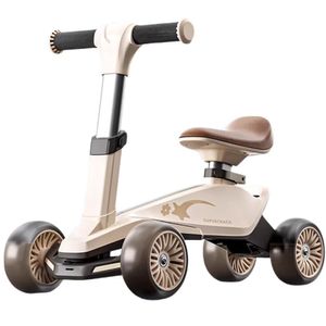 בימבה פורמולה 1: עם 4 גלגלי LED, כיסא וכידון מתכוונן, הטיית כידון חכמה - לבן