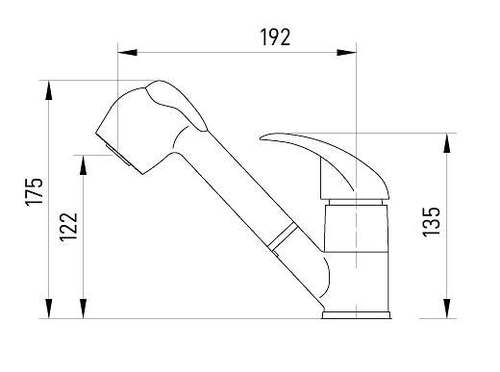 ברז מטבח נשלף ישר MONTE כרום ניקל AQUILA 1410