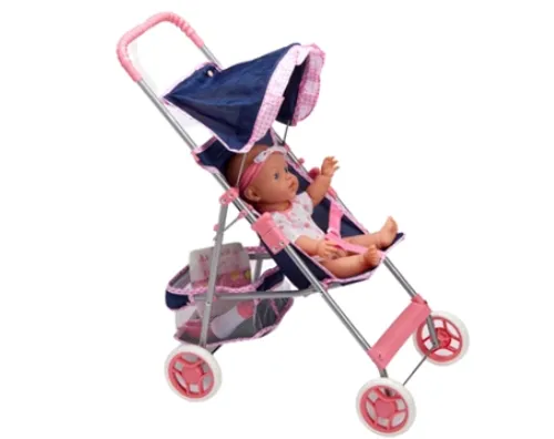 עגלת טיולון לבובה נייבי-ורוד 9304S 