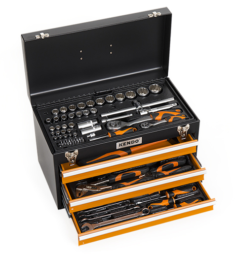 ארגז כלים 3 מגירות+3 מגשים 86 חלקים KENDO
