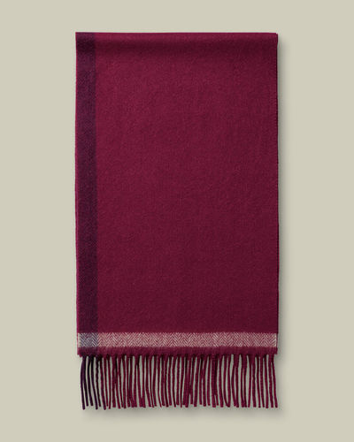 צעיף יוקרתי קשמיר  Cashmere Herringbone Scarf - Maroon Red