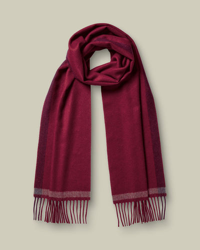 צעיף יוקרתי קשמיר  Cashmere Herringbone Scarf - Maroon Red