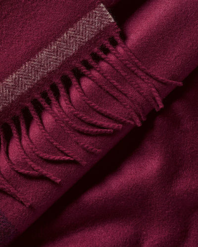 צעיף יוקרתי קשמיר  Cashmere Herringbone Scarf - Maroon Red