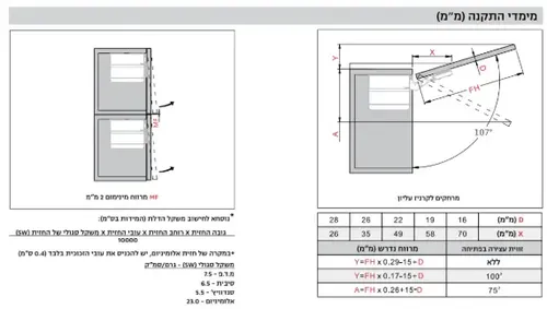 מתקן קלפה Top-Stay סדרת Push To Open SQ גרפיט