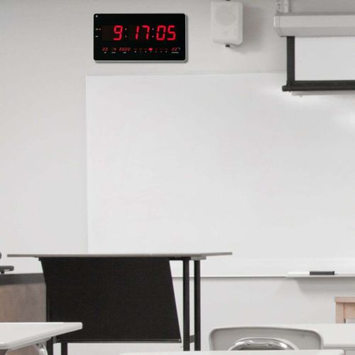 שעון קיר דיגיטלי לד LED דגם טוקיו תצוגה בעברית כולל מד טמפרטורה Kdigital GF9595 + מעמד שולחני