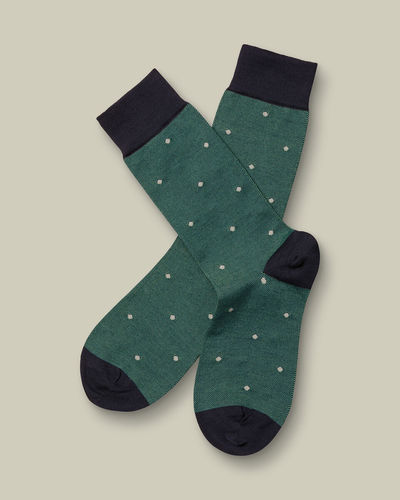 זוג גרביים Spot Socks - Green & Silver