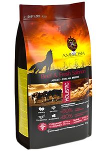 אמברוסיה סלמון ובקר לכלבים ללא דגנים 12 ק"ג