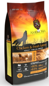 אמברוסיה מזון לכלב בוגר עוף וסלמון 12 ק"ג שק