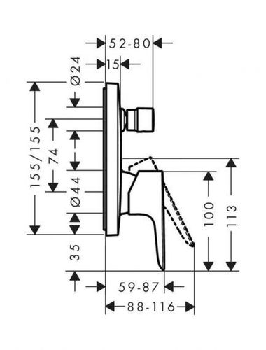 HANSGROHE כיסוי לאינטרפוץ 4 דרך כרום 71745000
