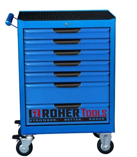 עגלת כלים 7 מגירות כחולה עם מנגנון INTERLOCK ROHER