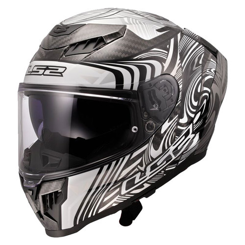 קסדה מלאה אל אס 2 דרגון קרבון כסוף/ לבן – LS2 FF807 DRAGON ENTHUM GLOSS SILVER