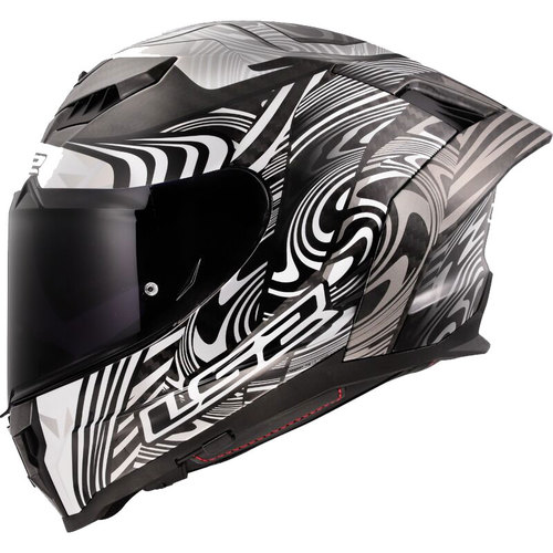 קסדה מלאה אל אס 2 דרגון קרבון כסוף/ לבן – LS2 FF807 DRAGON ENTHUM GLOSS SILVER