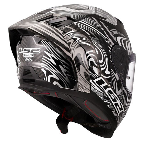 קסדה מלאה אל אס 2 דרגון קרבון כסוף/ לבן – LS2 FF807 DRAGON ENTHUM GLOSS SILVER