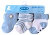 שלישיית גרביים מחממות לתינוק במידה 0-3 מבד מגבת - תכלת/לבן כוכבים