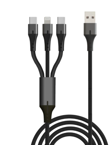 כבל סנכרון וטעינה 3 ב-1 USB to LIGHTNING Type-c x2