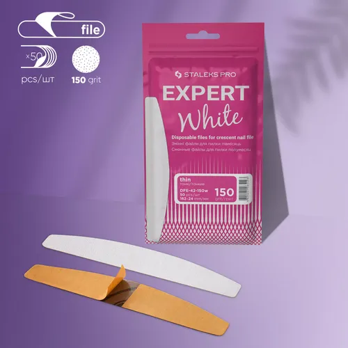 פצירות חד-פעמיות דקות חצי ירח EXPERT 42 גריט 150 (50 יח')