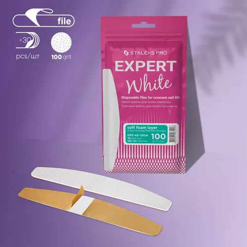 פצירות חד-פעמיות חצי ירח עם שכבת ספוג רכה EXPERT 40 גריט 100 (30 יח')