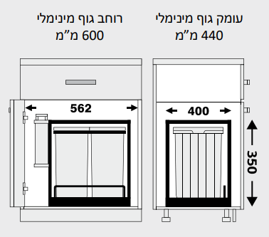 פח אשפה מחולק נשלף (2X18L) 36L