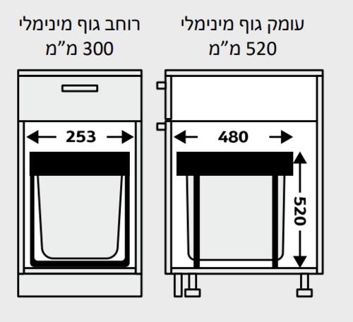 פח אשפה נשלף לארון כיור 30L