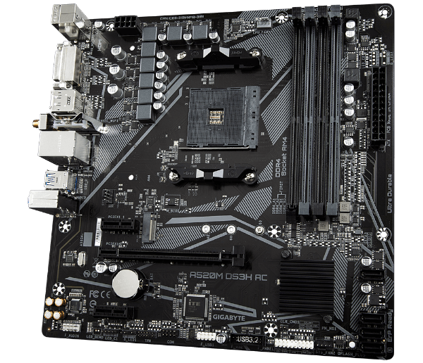 לוח אם Gigabyte A520M DS3H AC 1.4 DDR4 M.2 WIFI BT AM4