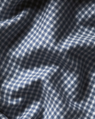 חולצה ללא צורך בגיהוץ גזרת סלים -Ink Blue Gingham Twill Slim Fit Shirt