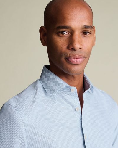 חולצה גזרת אקסטרה סלים -Sky Blue Non-Iron Stretch Burlington Weave Cutaway Extra Slim Fit Shirt