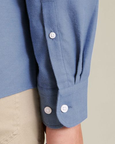 חולצה גזרת קלאסיק -Denim Blue Brushed Flannel Classic Fit Shirt