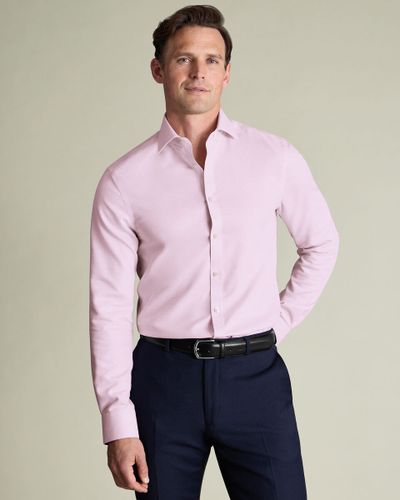חולצה גזרת קלאסיק - Pink Non-Iron Stretch Burlington Weave CA Classic Fit Shirt