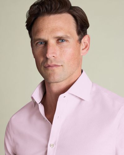 חולצה גזרת קלאסיק - Pink Non-Iron Stretch Burlington Weave CA Classic Fit Shirt