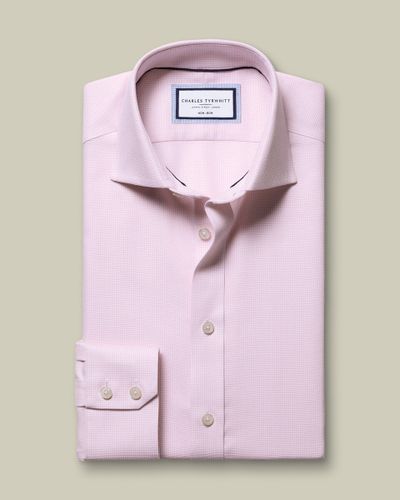 חולצה גזרת קלאסיק - Pink Non-Iron Stretch Burlington Weave CA Classic Fit Shirt
