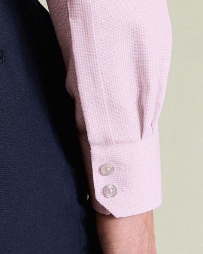 חולצה גזרת קלאסיק - Pink Non-Iron Stretch Burlington Weave CA Classic Fit Shirt