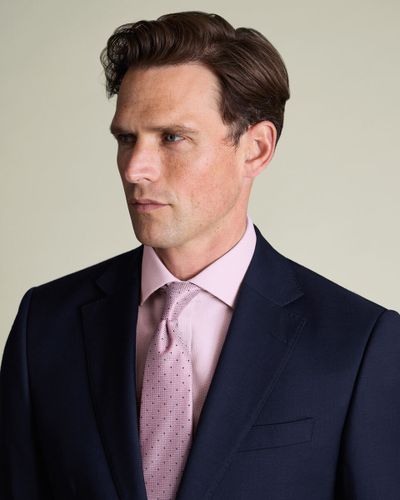 חולצה גזרת קלאסיק - Pink Non-Iron Stretch Burlington Weave CA Classic Fit Shirt
