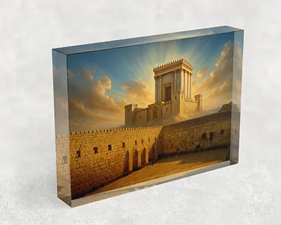 בלוק אקרילי עם ציור של בית המקדש והכותל